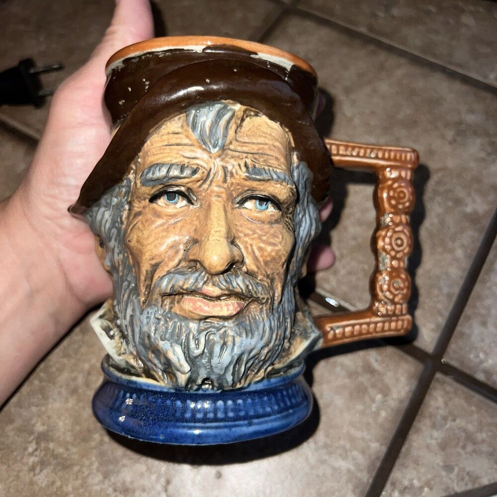 Vintage Mug Capodimonte Hand Painted Italian Stein Nobleman Duke Man Cave Boat
